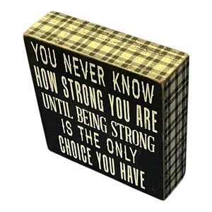 Plaid Inspirational Strong Quote Block